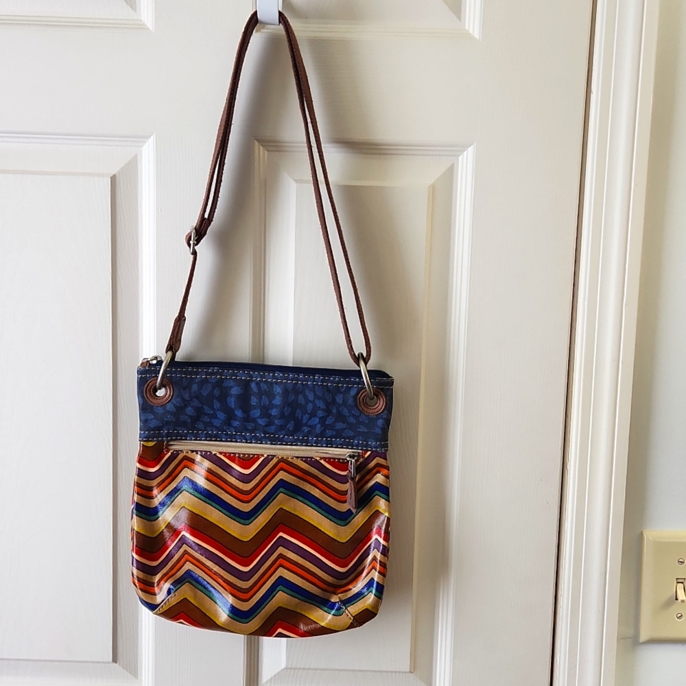 Fossil crossbody purse. Key per. Vintage. Multicolor Chevron